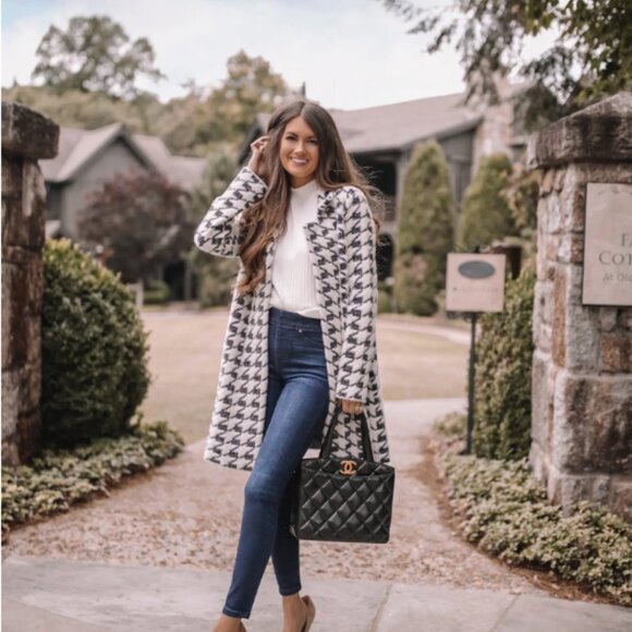 Houndstooth Open Front Sweater Coat  - Liverpool Los Angeles - Picture 4 of 5